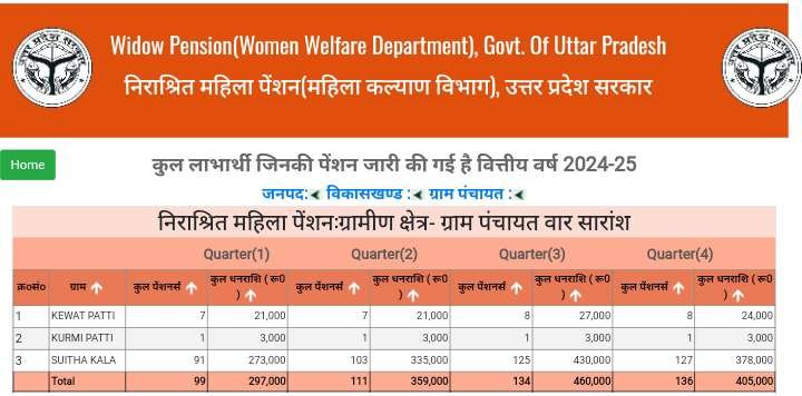 vidhwa pension check kare