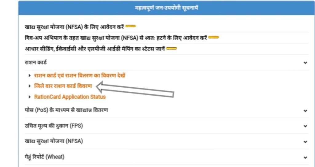 district ration card detsails