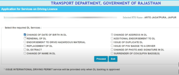 application for services on driving licence
