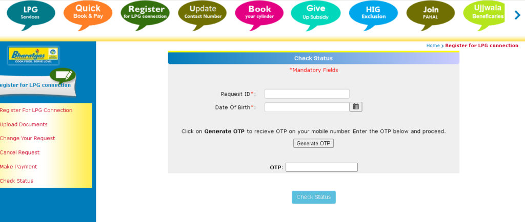 bharat gas ekyc status check