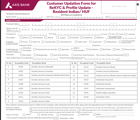 axis bank kyc pdf form